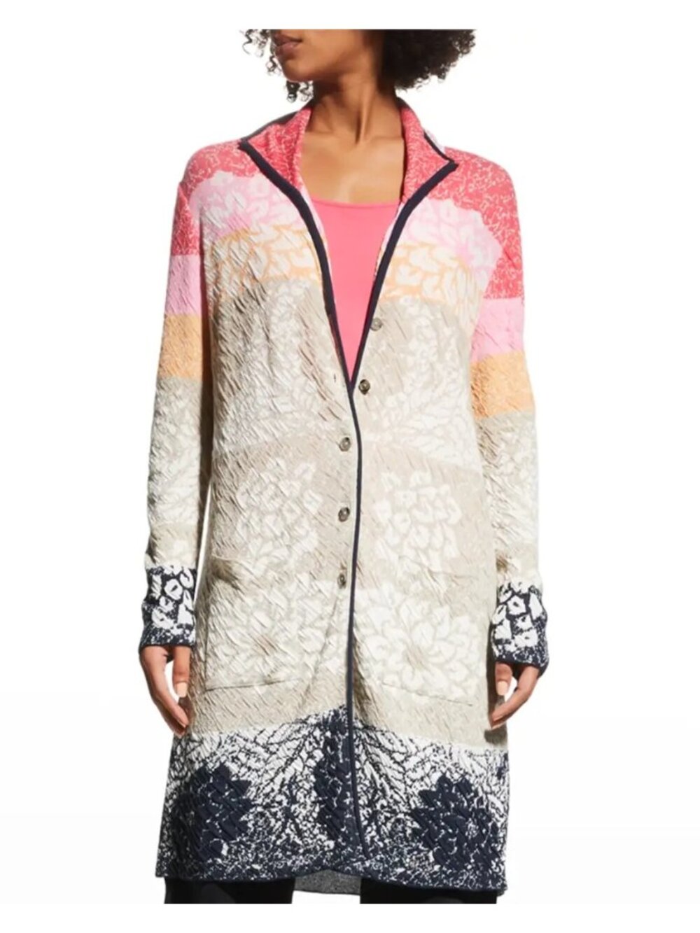 Nic+Zoe Sunset Seeker Cardigan Jacket Medium Button Front Floral Multicolor Boho